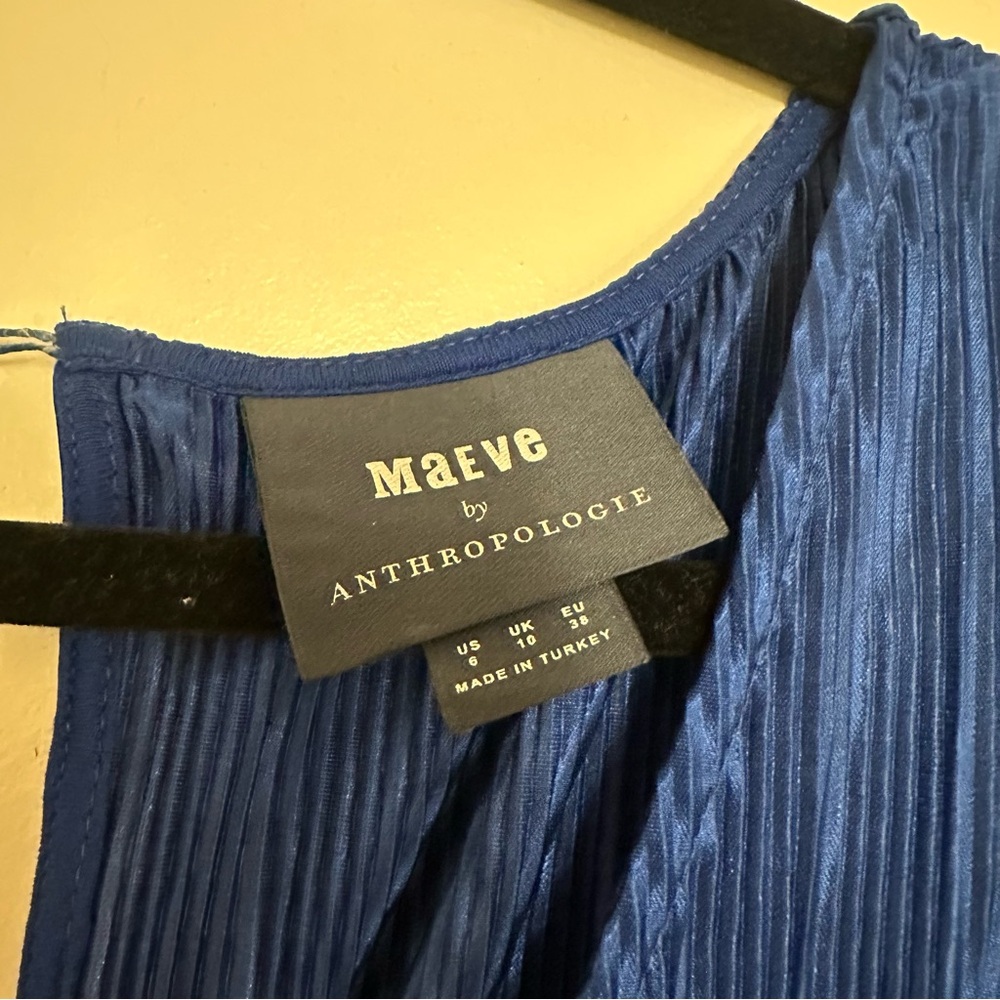 Maeve Anthropologie Sonata Jumpsuit Pleated Royal Blue Tie Waist - Picture 4 of 5